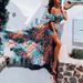 Summer Sexy Bandeau Print Maxi Dress Women's Cross-Border European American Style Clothing_ecoleips.com