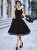 Women's Vintage Houndstooth Capelet A-Line Dress Retro 1950s Swing Dress With Cape For Party &Cocktail_ecoleips.com