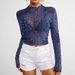 Elegant Women's Mesh Print Stand Collar Top Long Sleeve Short T-Shirt Spring 2026 New Arrival From European And American Brands_ecoleips.com