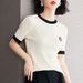 Women's Ice Silk Short Sleeve T-Shirt Fashionable Knitted Top For Spring Autumn Summer New Style_ecoleips.com
