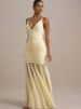 JULISSA MO Patchwork Sexy V-neck Ruched Women Maxi Dress Yellow Backless High Waist Dress Summer New Elegant Party Evening Dress_ecoleips.com
