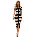 Women's Knitted Striped Bodycon Dress – V-Neck Slit Hem With Fringe Detail (One Size, Polyester-Spandex Blend, Sexy Elegant Style)_ecoleips.com