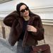 Women's Clothing Faux Fur Coat Women's Fashion Short Jacket - Soft Mink-Like Plush, Elegant Lapel, Streetwear Chic (XS/S/M/L, Coffee Brown)_ecoleips.com