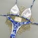 Blue And White Porcelain Print Halter Neck Bikini Set Triangle Cup Two Piece Swimsuit for Women European American Style Beach Vacation Swimwear_ecoleips.com