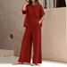 Women's Casual Two-Piece Set - Stylish & Comfortable Trousers Outfit For Work & Leisure Breathable Polyester Fabric_ecoleips.com