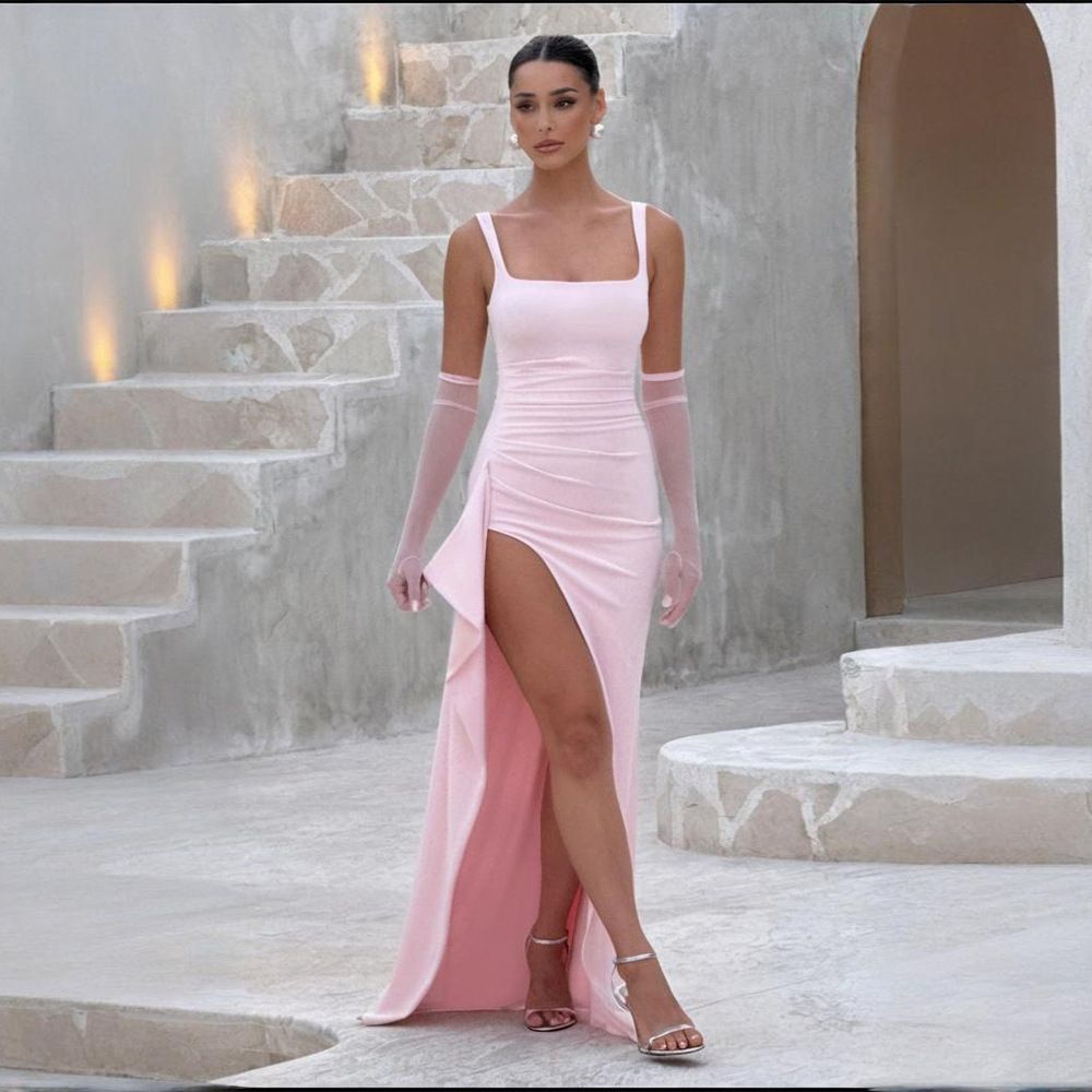 Women's Clothing INS Style Women's Evening Dress Fashionable Sexy Suspender Long Skirt New Backless High Slit Dress_ecoleips.com