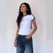 Women's Y2K Bow Embroidery Short round Neck T-Shirt Casual Street Style Top European American Fashion_ecoleips.com
