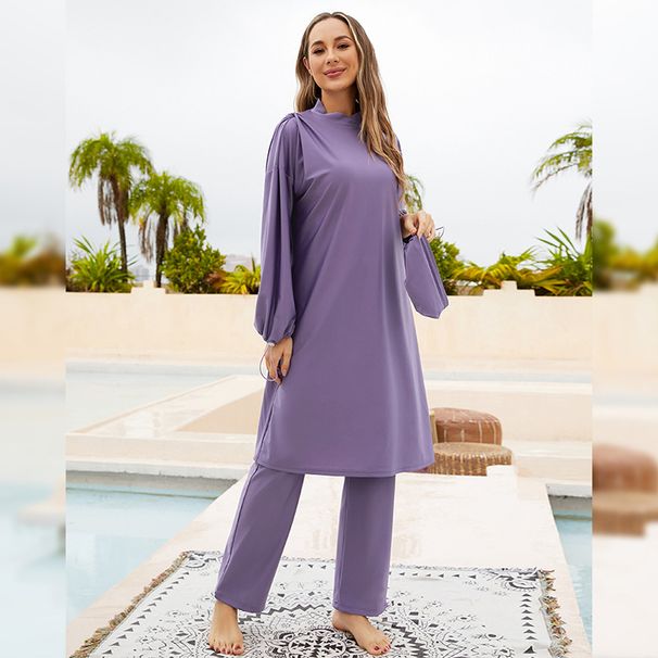 Women's Clothing Arab Full Coverage Diving Surfing Conservative Swimsuit Three Piece Suit Sunscreen Long Sleeved Split Swimsuit_ecoleips.com