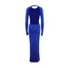 2025 Foreign Trade European And American Ins Style Round Neck Slim Fit Long Sleeve Sexy Backless Bodycon Dress_ecoleips.com