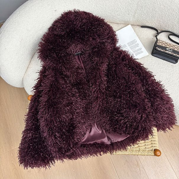 Cross-border Loose Curly Versatile Beach Wool Long-sleeved Fur High-end Women's Coat_ecoleips.com