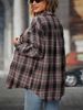 New Casual And Fashionable Loose Checkered Pocket Shirt For Women. No Interior Or Other Accessories_ecoleips.com