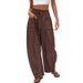 Aria Basics 2025 Cross-Border Hot-Selling Trendy Brand Versatile Women's Loose Wide-Leg , Fashionable Summer Drawstring Casual_ecoleips.com