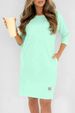 Women's Clothing Solid Color Round Neck Loose Casual Long Sleeved Dress_ecoleips.com