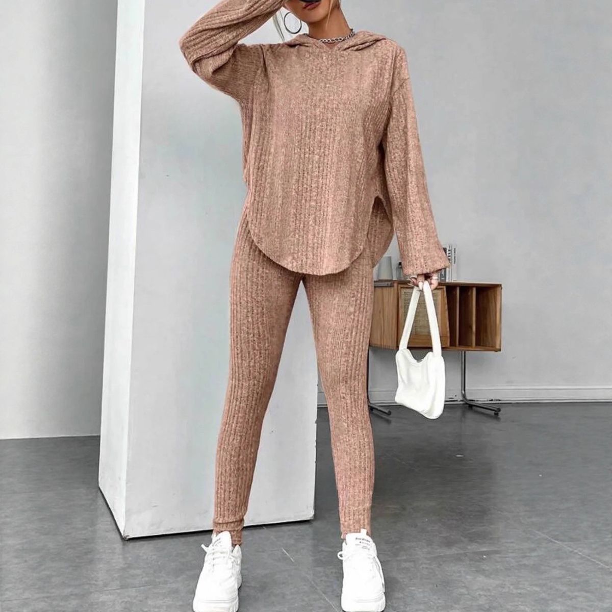 Women's Plus Size Solid Color Knit Sweater & Straight Leg Pants Set – Stylish Casual Outfit For Streetwear & Everyday Wear (0XL-5XL, Multiple Colors)_ecoleips.com
