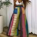 Women's Plus Size Rainbow Striped Wide Leg Pants, High Waist Elastic Drawstring Lounge Pants, Polyester Straight Leg Trousers For Casual & Streetwear_ecoleips.com