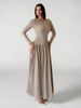 Women's Autumn/Winter Patchwork Dress Double Fabric Round Neck Long Sleeve Slim Fit Asymmetrical Full Swing Solid Color_ecoleips.com