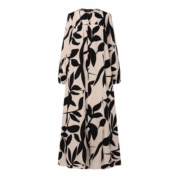 Muslim Women's Long Sleeve Floral Dress Black Modest Elegant Maxi Dress with Embroidery Detail_ecoleips.com