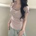 Korean Style Polka Dot Off-Shoulder T-Shirt Tie Front Top For Women Youthful Sweet Slimming Design_ecoleips.com