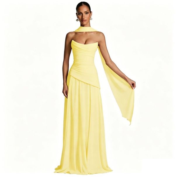 Elegant Back Tie Strapless Bodycon Dress, Sophisticated A-Line Long Evening Gown For Weddings, Parties, And Formal Events_ecoleips.com