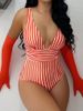 Women's Clothing One Piece Swimsuit Sexy Striped Swimsuit Bikini_ecoleips.com