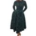 Women's Clothing Sparkle & Shine: Elegant Round-Neck Long Sleeve Sequin High-Waist Midi Dress | Glamorous A-Line Formal Gown_ecoleips.com