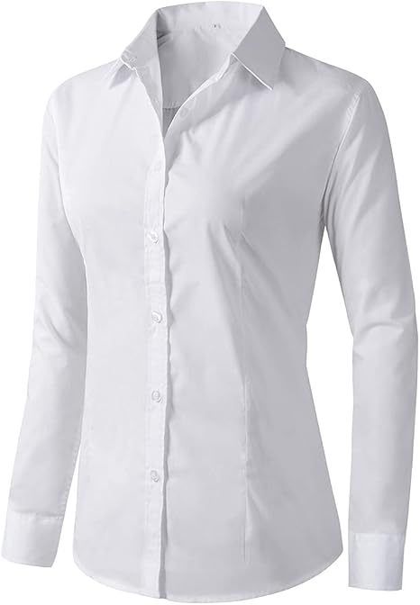 Women's Button Up Shirt Simple Formal Workwear Top_ecoleips.com