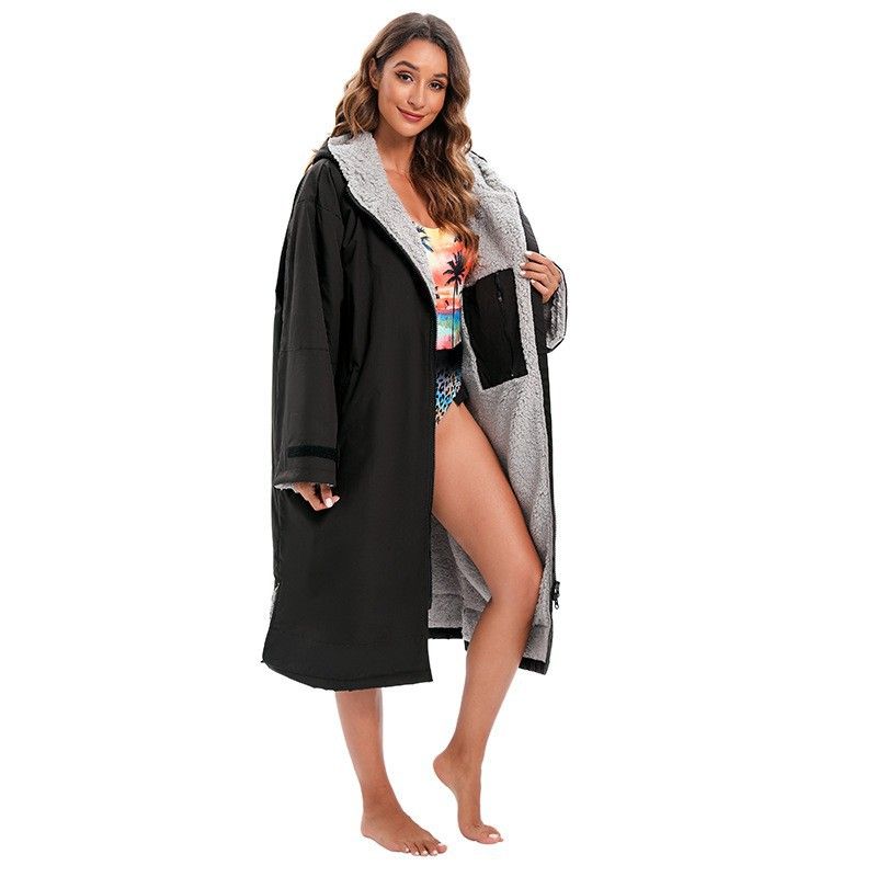 Classic Lambskin Thickened Dressing Bathrobe Beach Surfing Swimming Snorkeling Warm Cloak_ecoleips.com