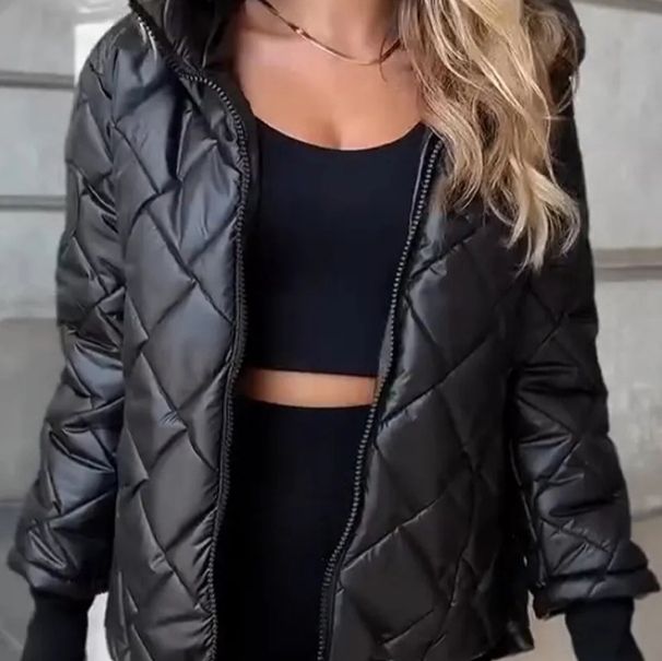 girl 2025 Quilted European And American Style 's Coat Autumn Winter New Lightweight Warm Cotton Short Hooded Jacket For_ecoleips.com