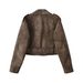 "Trendy Suede Faux Leather Motorcycle Jacket For Women – Stylish Streetwear Short Coat, Edgy & Comfortable, Perfect For Fall & Winter"_ecoleips.com