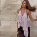 Women's Fashion Halter Neck Backless V Neck Irregular Camisole European American Style Autumn Winter Sexy Top Polyester Material_ecoleips.com