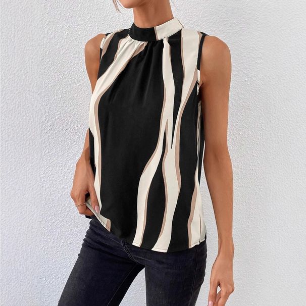 Women's New Style Elegant Printed Round Neck Vest_ecoleips.com