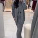 Oversized Knit Sweater Dress Set - Cozy Long Sleeve Lounge Dress With Slit Skirt, Soft Polyester Blend For Autumn/Winter Casual_ecoleips.com