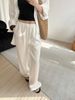 Slack Linen Wide-leg Pants Summer Loose Versatile Drawstring Straight White Casual Trousers Korean Fashion 2026_ecoleips.com