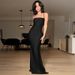 Spring New Arrival Women's Strapless Long Dress Backless Tie Waist European American Style Sexy Dress for Women_ecoleips.com