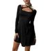 French-Inspired Design With Square Neckline And Belt, A Stylish A-Line Skirt That Flatters The Waist, Perfect For Women_ecoleips.com