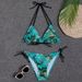 Women’s Clothing New Multi Color Printing Halter Neck Strap Backless Sexy Split Bikini Swimsuit_ecoleips.com