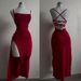 Women's Sexy Halter Backless Lace Up High Slit Bodycon Maxi Dress – Summer Party Club Gown 2026_ecoleips.com