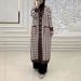 Elegant Houndstooth Long Cardigan For Women – Modest Muslim Abaya Coat, Polyester Blend Open Front Knit Sweater With Pockets, Plus Size Friendly_ecoleips.com