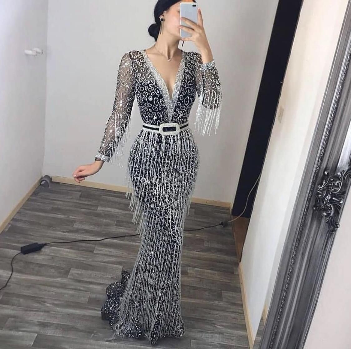Women's Clothing women's new long skirt popular long sleeved sequin tassel dress_ecoleips.com
