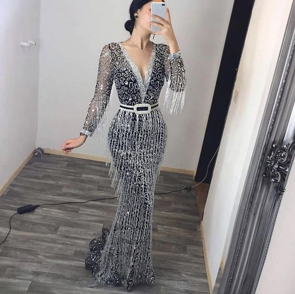 Women's Clothing women's new long skirt popular long sleeved sequin tassel dress_ecoleips.com