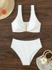 Women's Clothing Sexy Solid Color High Waist Bikini Beach Split Swimsuit Women's Swimwear _ecoleips.com