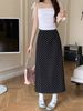 Sweet And Spicy Polka Dot Skirt For Women, Plus-size Casual Grey, Hip-hugging, Elegant, High-waisted, Slimming A-line Long Dress_ecoleips.com