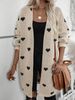 Long Sleeve Love Heart Jacquard Knit Cardigan – Oversized V-Neck Open Front Sweater In Beige | Boho Chic & Casual (S-XL)_ecoleips.com