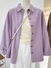 Women's Corduroy Shirt Jacket - Oversized Long Sleeve Button-Down Shirt With Lapel Collar, Mid-Length Fall Winter Casual Blouse In Classic Purple_ecoleips.com