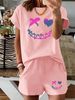 Women’s 2 Piece Outfit Set – Oversized Graphic T-Shirt And Biker Shorts Matching Set, Casual Summer Lounge Tracksuit For Daily Wear-296_ecoleips.com