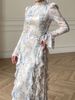 Elegant Satin Maxi Dress for Women Floral Print Long Sleeve Tie-Waist Soft And Flowy Women's Clothing_ecoleips.com