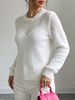 Women Lightweight Breathable Thin Mesh Fuzzy Knit Sweater, Crew Neck Long Sleeve Spliced Heart Hollow Mesh Oversized Loose Soft Casual Knitted Top_ecoleips.com