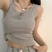 Tank Top For Women Ribbed Button Down Sleeveless Blouse Solid Color Casual Women's Teens Trendy Basic Summer Dresses_ecoleips.com