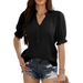 DiYun 2025 Spri/Summer European And American Style Casual Commuti Bell-Sleeve Top Women's_ecoleips.com