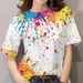 Women's T-Shirts Multicolor Graffiti 3D Print Tees Casual Street Femalewear Summer Oversized T-Shirt Fashion Lady Y2k Clothing_ecoleips.com